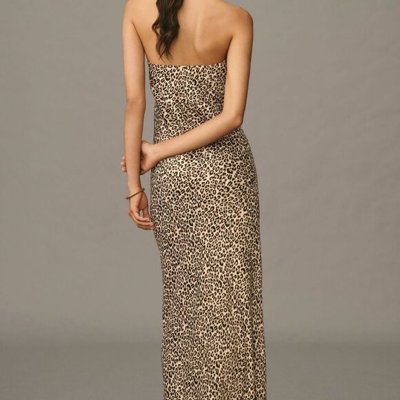 Anthropologie Leopard Print Strapless Fitted Maxi Dress - Picture 4 of 8